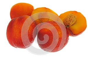 Peaches on white background