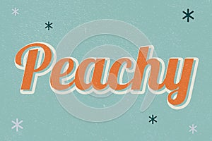 Peachy retro word typography on green background photo