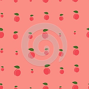 Peachy seamless pattern flat vector outline illustration in minimalistic styl