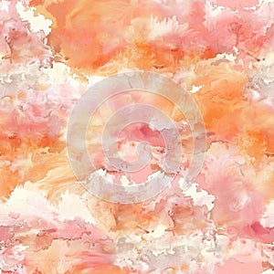 Peachy Watercolor Clouds Abstract Background for Artistic Design