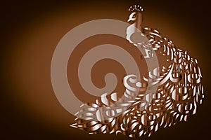 Peacock chocolate metalic on a brown background