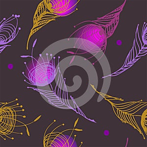 Peacock feathers freehand