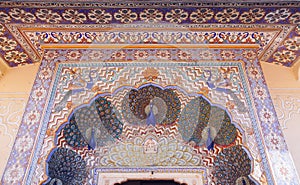 Peacock Gate in Jaipur City Palace, Rajasthan, India.