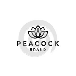 Peacock and lotus flower concept icon logo design