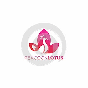 Peacock Lotus Logo Simple Design. Bird lotus Logo