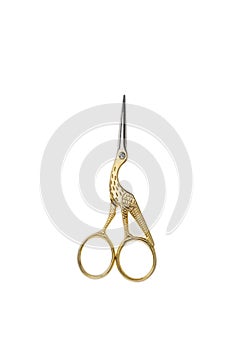 Peacock scissors isolated on white background