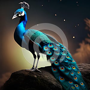 Peacock in a starry night