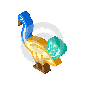 peacock vehicle kartikeya isometric icon vector illustration