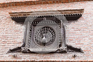 The Peacock Window, an early 15th century latticed window, Bhaktapur, Nepal