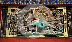 Peacock wood carving, Toshogu shrine, tochigi prefecture, Japan