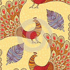 Peacocks seamless pattern