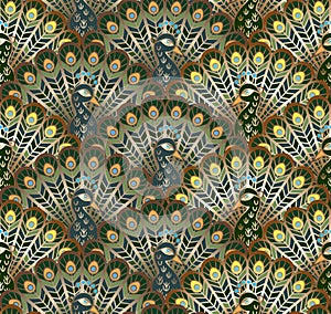 Stylized peacocks seamless vector pattern