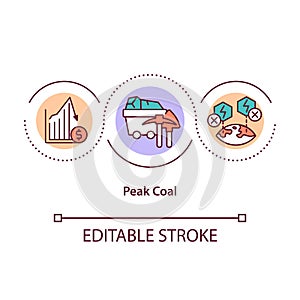 Peak coal concept icon