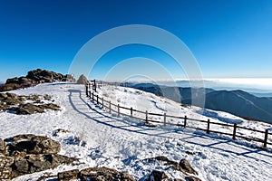 Peak of Deogyusan mountains in winter, Korea.