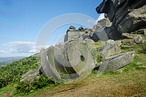 Peak District millstones at Stanage edge, Derbyshire