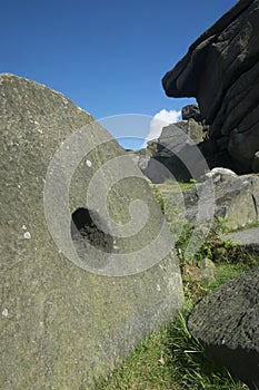 Peak District millstones at Stanage edge, Derbyshire