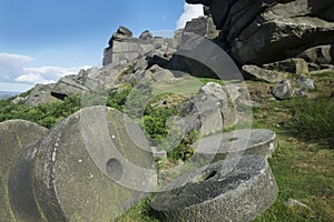 Peak District millstones at Stanage edge, Derbyshire