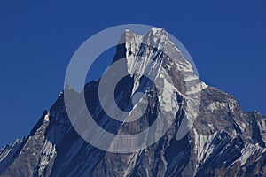 Peak of famous fish tail mountain Machapuchare