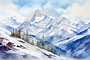 Cold mountains snow winter alpine background blue landscape white peak sky ice nature