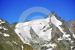 The peak of Grossglockner mountain seen from the southwest.