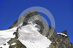 The peak of Grossglockner mountain seen from the southwest.