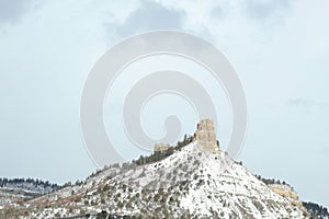 Peak on a hill covered in snow in northern New Mexico