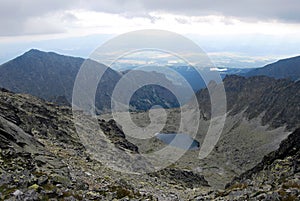 Peaks and Zabie pleso lake scenery