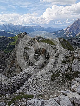 Panoramic view from Sas de Stria, Italy photo