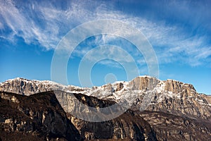 Peak of the Paganella - Alps seen from the Trento city Italy