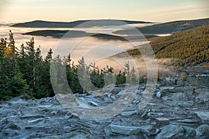 The peak of the Stone Table mountain in the Karkonosze Mountains, Poland