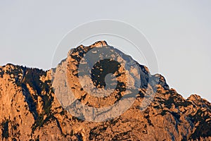 The peak of Traunstein mountain in a beautiful summer day. Salzkammergut, Austria.