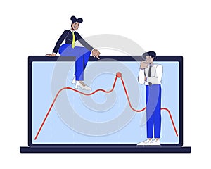 Peak of trend in data visualization 2D illustration concept