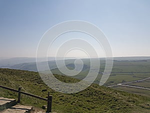 Peakdistrict landscape walk on hills mam tor