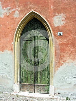 Peaked door in ancient castle