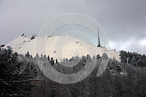 Peaks of the Apuan Alps covered with soft white winter snow