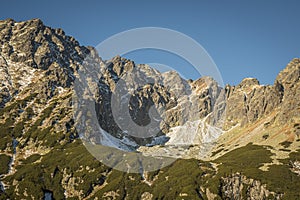 The peaks of High Tatras in the sunlight