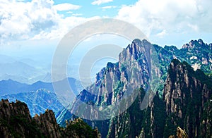 Peaks of Huangshan Yellow Mountain under Cloud and Blue Sky