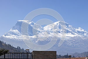 The peaks of Nevado Huascaran (6768 masl) belonging to the Cordilliera Blanca of the Andes, located in Yungay