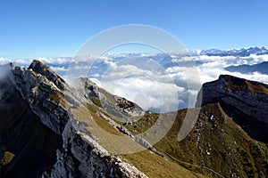 Peaks towering above the clouds