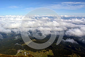 Peaks towering above the clouds