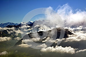 Peaks towering above the clouds