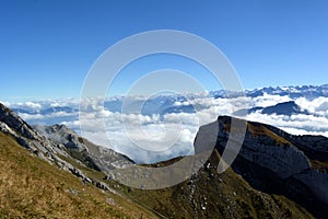 Peaks towering above the clouds