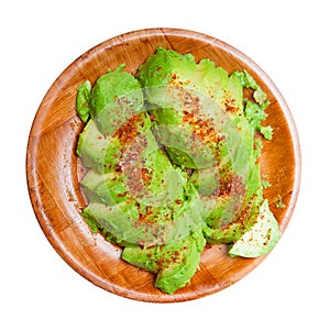 Pealed avocado plate