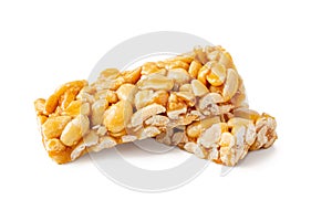 Peanut brittle bar isolated on white