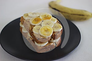 Peanut butter banana honey toast sandwich, an easy breakfast idea
