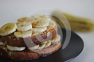 Peanut butter banana honey toast sandwich, an easy breakfast idea