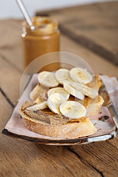 Peanut butter and banana sandwich