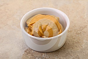 Peanut butter in the bowl