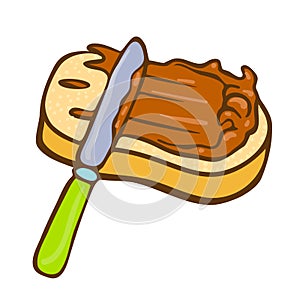 Peanut butter on bread doodle vector icon. Cartoon illustration of peanut icon for web design. Nuts hand drawn emblems and labels