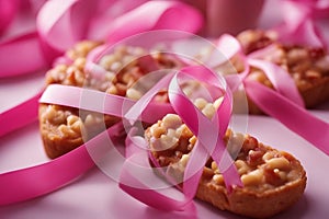 Peanut butter and bread image generated by ai. Sandwich with butter and pink ribbon